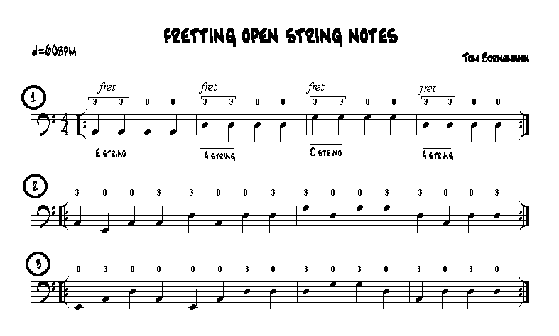 fretting open string notes